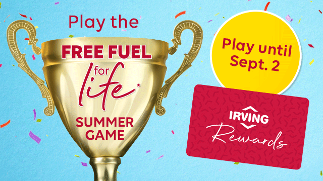 Free fuel for life banner with trophy