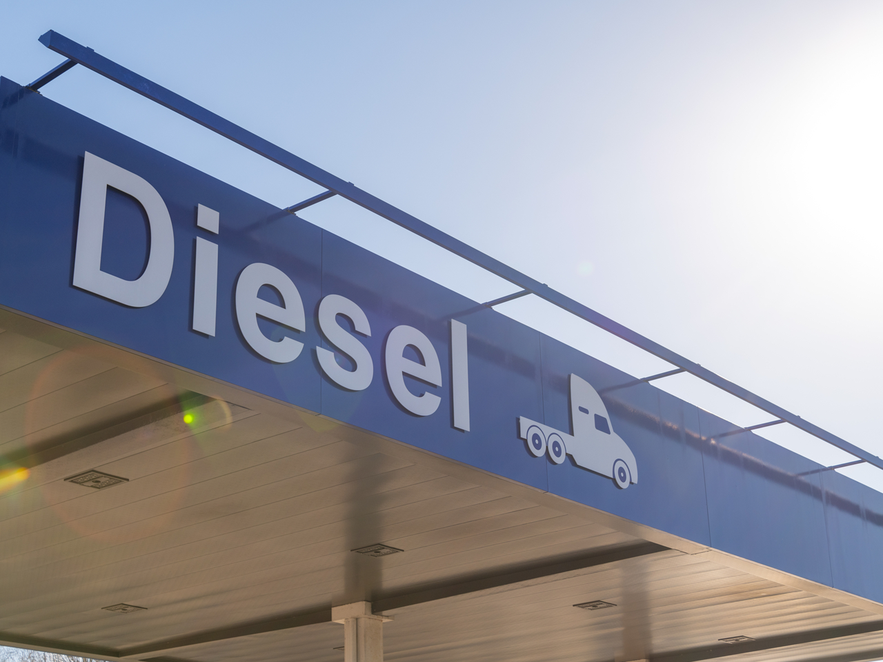 An image shows a Irving Diesel forecourt on a sunny day.  